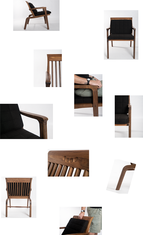 Shots depicting different facets of the Teresa Chair's design.