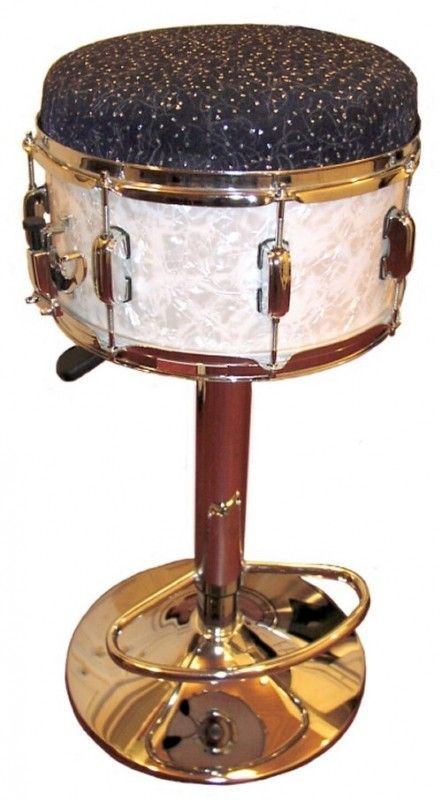 A snare drum upcycled into a quirky lamp. 