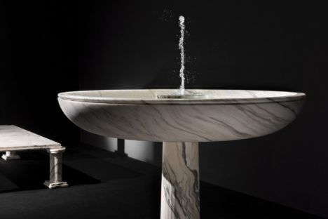 "Untitled XIII," a white marble sink featured in Karl Lagerfeld's new Architectures furniture collection.