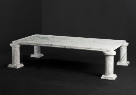"Untitled VI," a white marble table featured in Karl Lagerfeld's new Architectures furniture collection.
