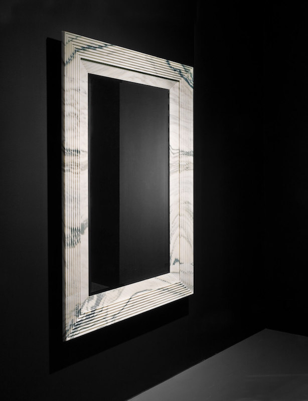 "Untitled XI," a white marble mirror featured in Karl Lagerfeld's new Architectures furniture collection. 