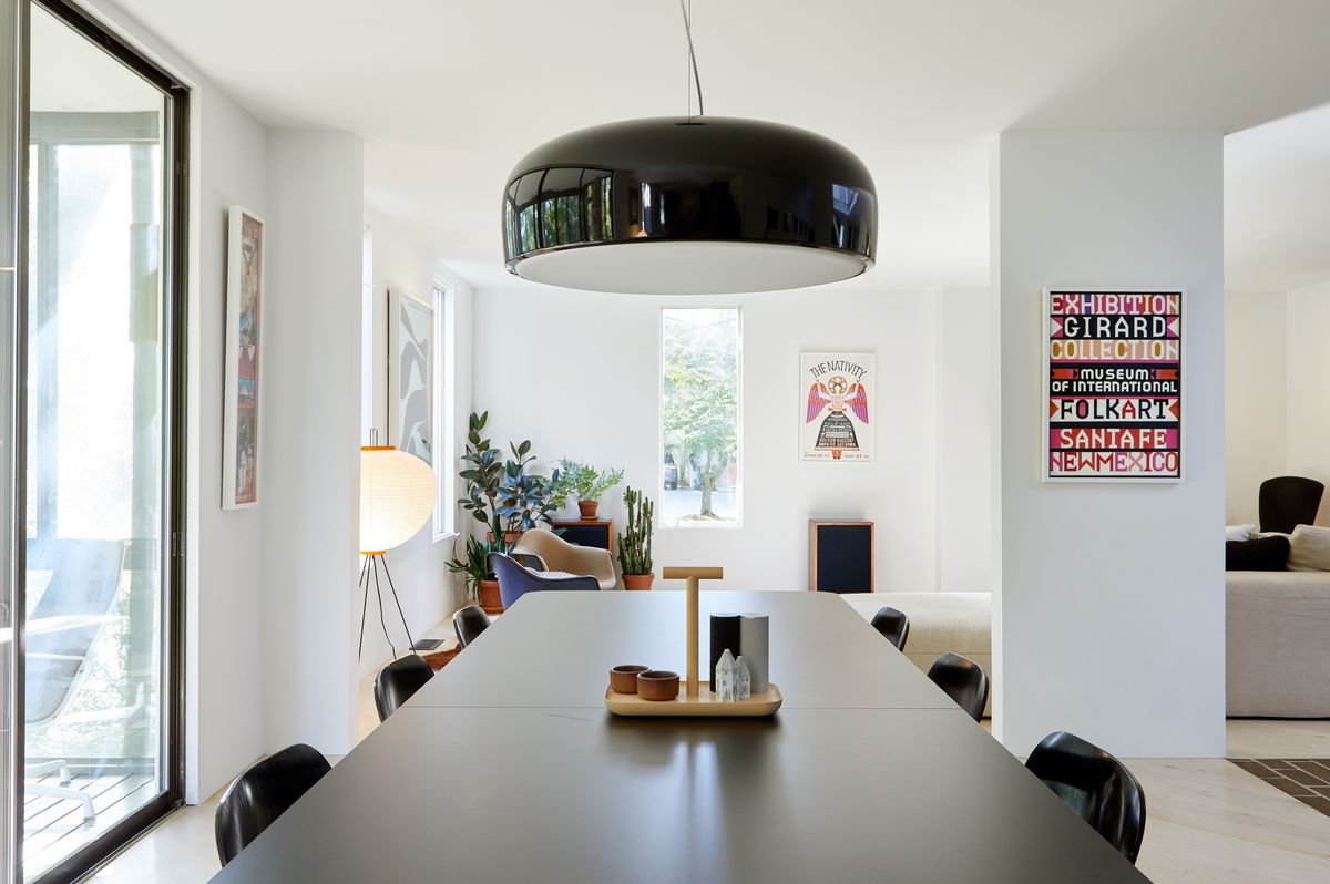 The dining area inside the Grawe family's renovated 1970s dream home. 
