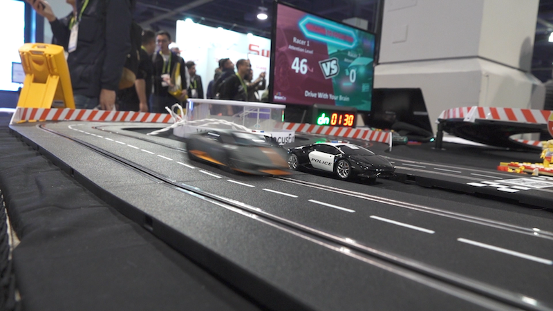 The mind-controlled race cars that BrainCo showed off at CES 2019. 