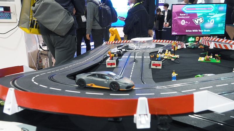 The mind-controlled race cars that BrainCo showed off at CES 2019. 