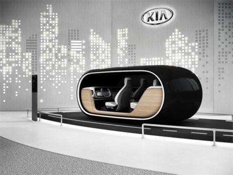 Sleek modern modules equipped with Kia's new emotive driving sensors for car interiors.