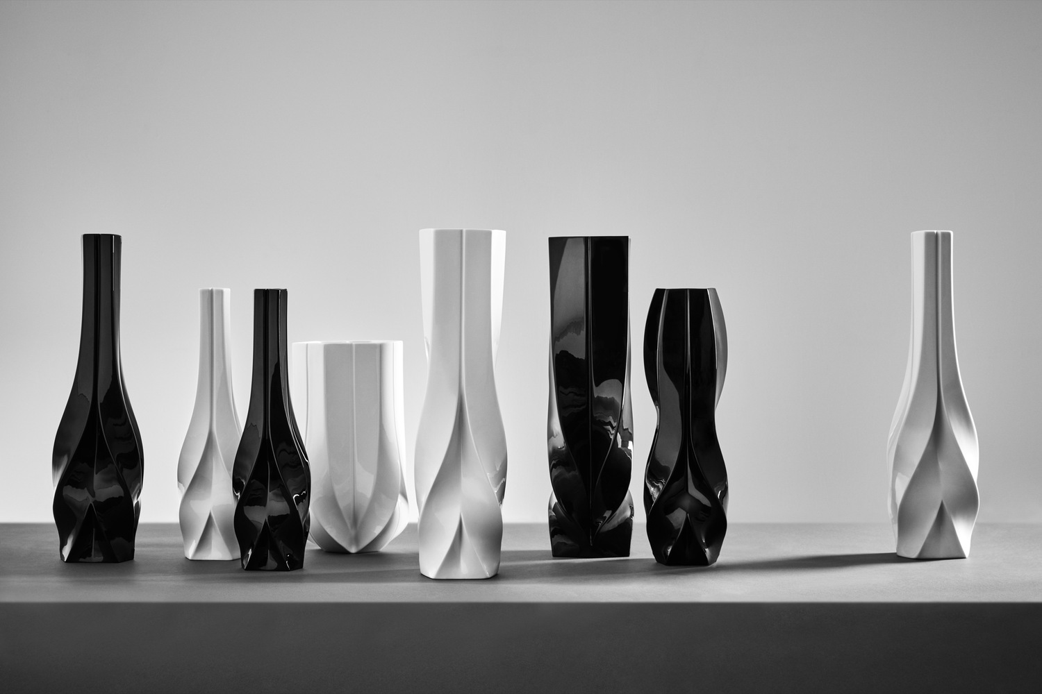 Sculptural vases featured in Zaha Hadid Design's new kitchenware collection.