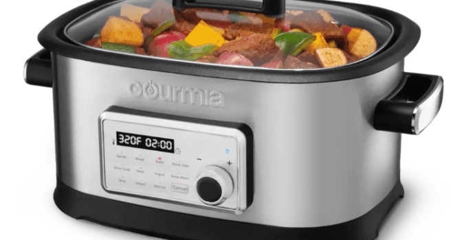 Gourmia's 11-in-1 Deluxe Multi-Cooker against a white backdrop.