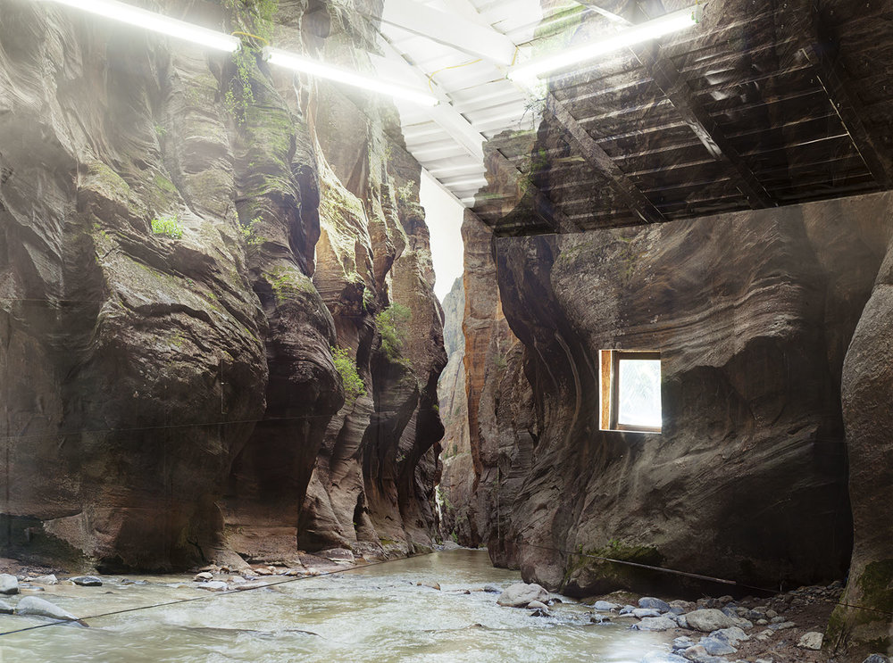 A cave-like room created by Chris Engman using his innovative 3D photography techniques. 