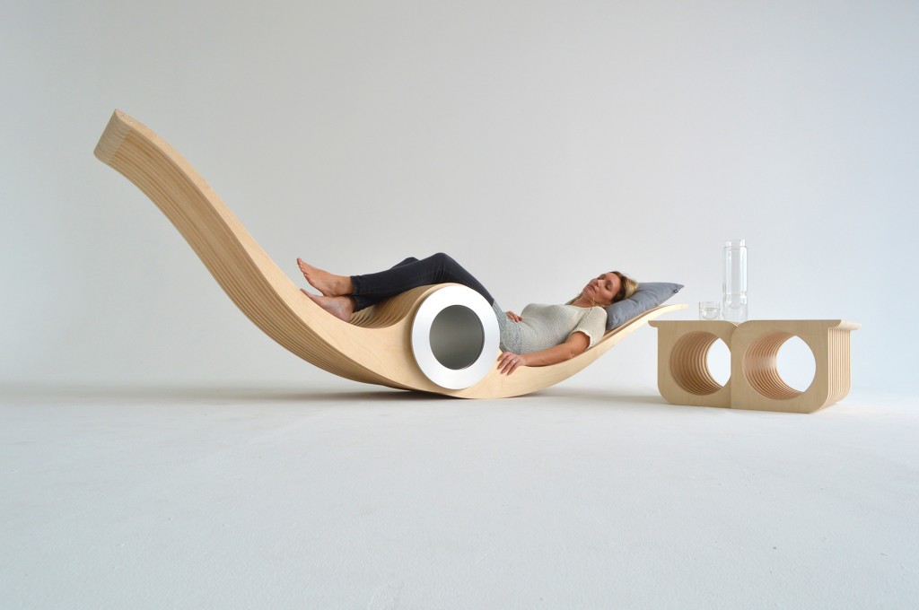 The Exocet Chair being used as a hammock. 