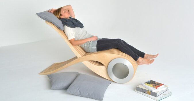 The Exocet chair being used as a pool lounger.