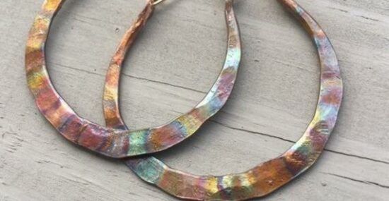 A few examples of Etsy artist Danielle Rose Bean's handcrafted hoop earrings.