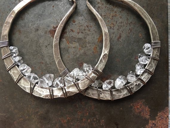 A few examples of Etsy artist Danielle Rose Bean's handcrafted hoop earrings.