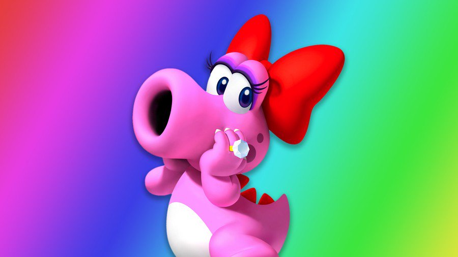 Birdo, an ostensibly queer character featured in the iconic Super Mario Bros series. 
