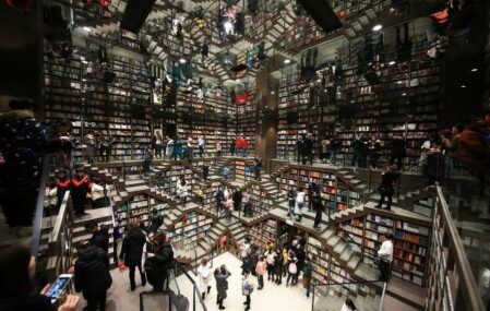 Inside the new Zhongshuge Bookstore in Chongqing, China.