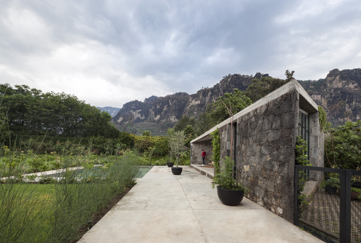 Exterior shot of " Lounge MA," the new concrete addition to Cadaval & Solá Morales' "MA House" in Tepoztlán, Mexico.