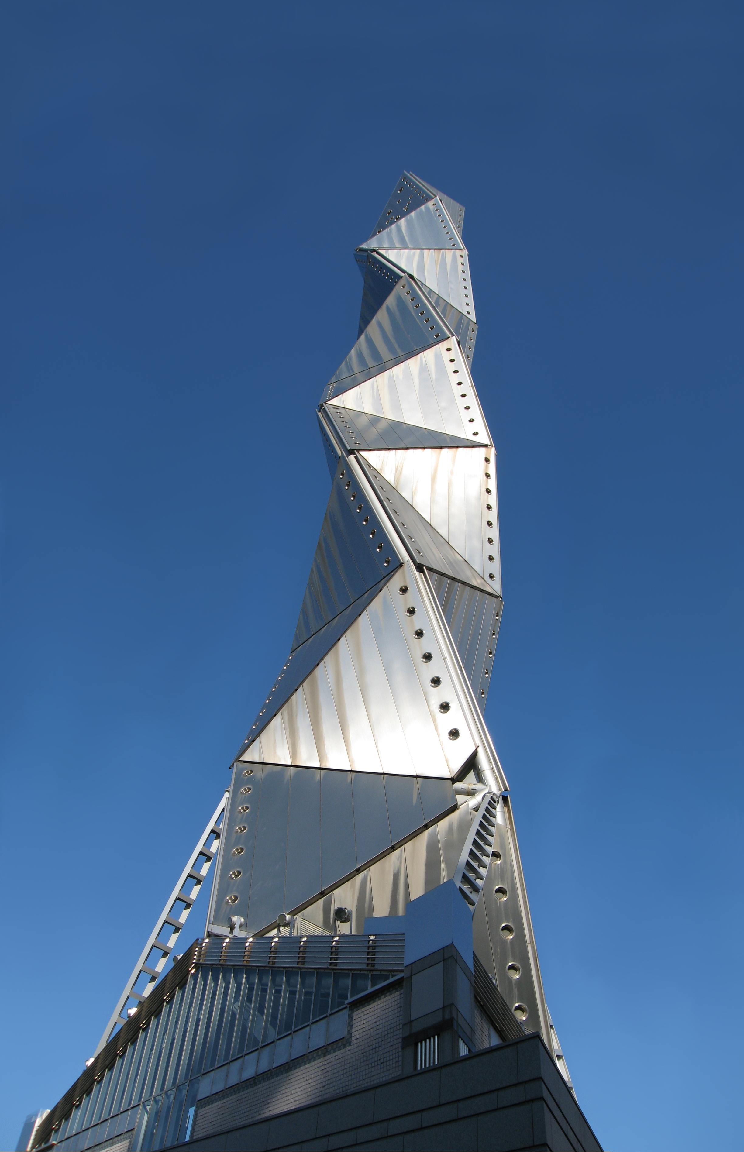 Exterior shot of Mito Art Tower, designed by Arata Isozaki