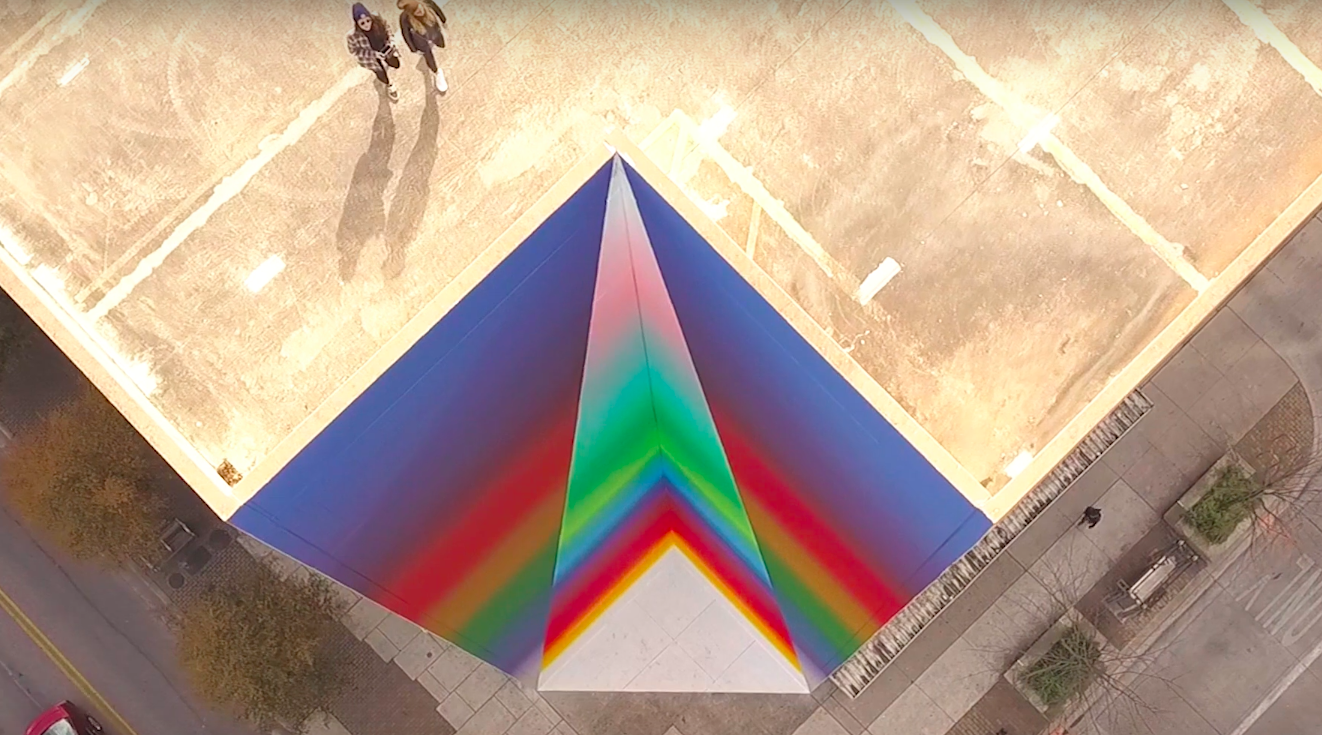 "Tau Ceti," Austin's newest rainbow-colored public art installation.