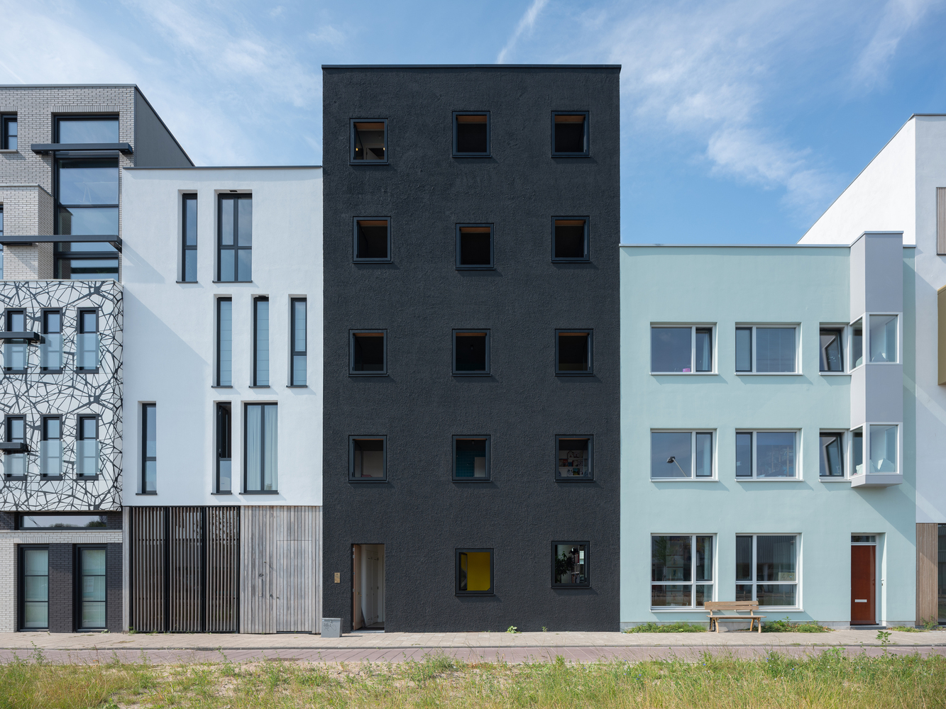 The sleek matte black exterior of Amsterdam's new "Three Generation House." 