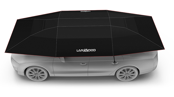 The Lanmodo Car Tent in black.
