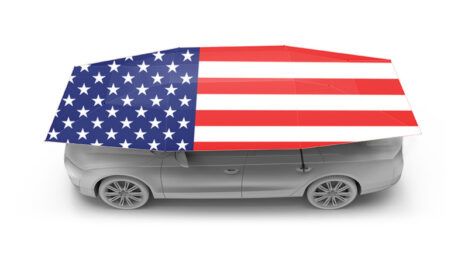 The Lanmodo Car Tent - American Flag Print.