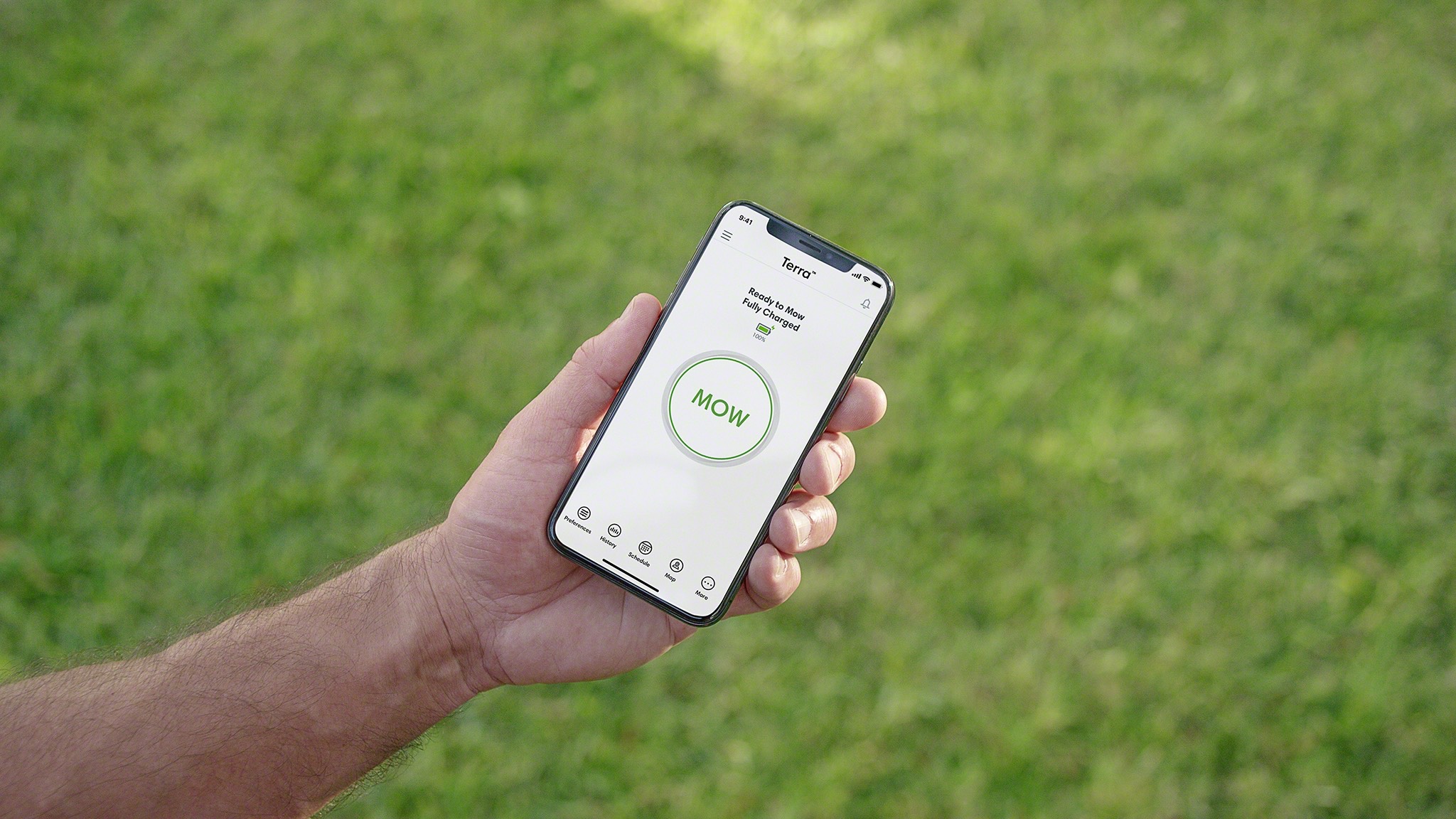 The accompanying mobile app for the Terra robotic lawn mower. 