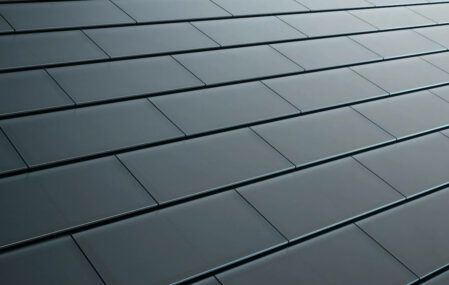 Close-up of Tesla's new solar roofing tiles.