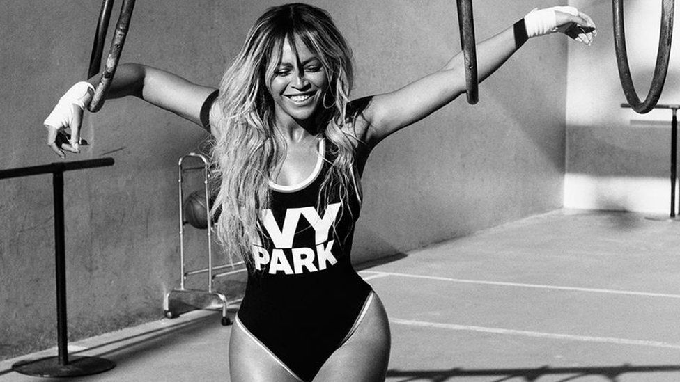 Beyoncé shows off pieces from her Ivy Park brand's collaboration with Adidas.
