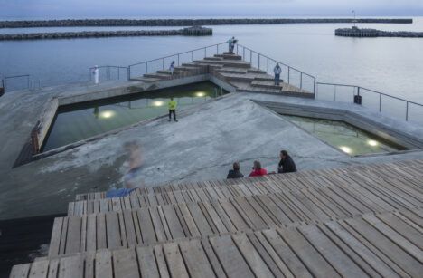 The small swimming pools contained within the Hasle Harbour Bath.
