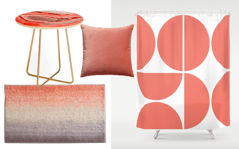 Several small decor pieces that feature Living Coral, Pantone's 2019 Color of the Year. 