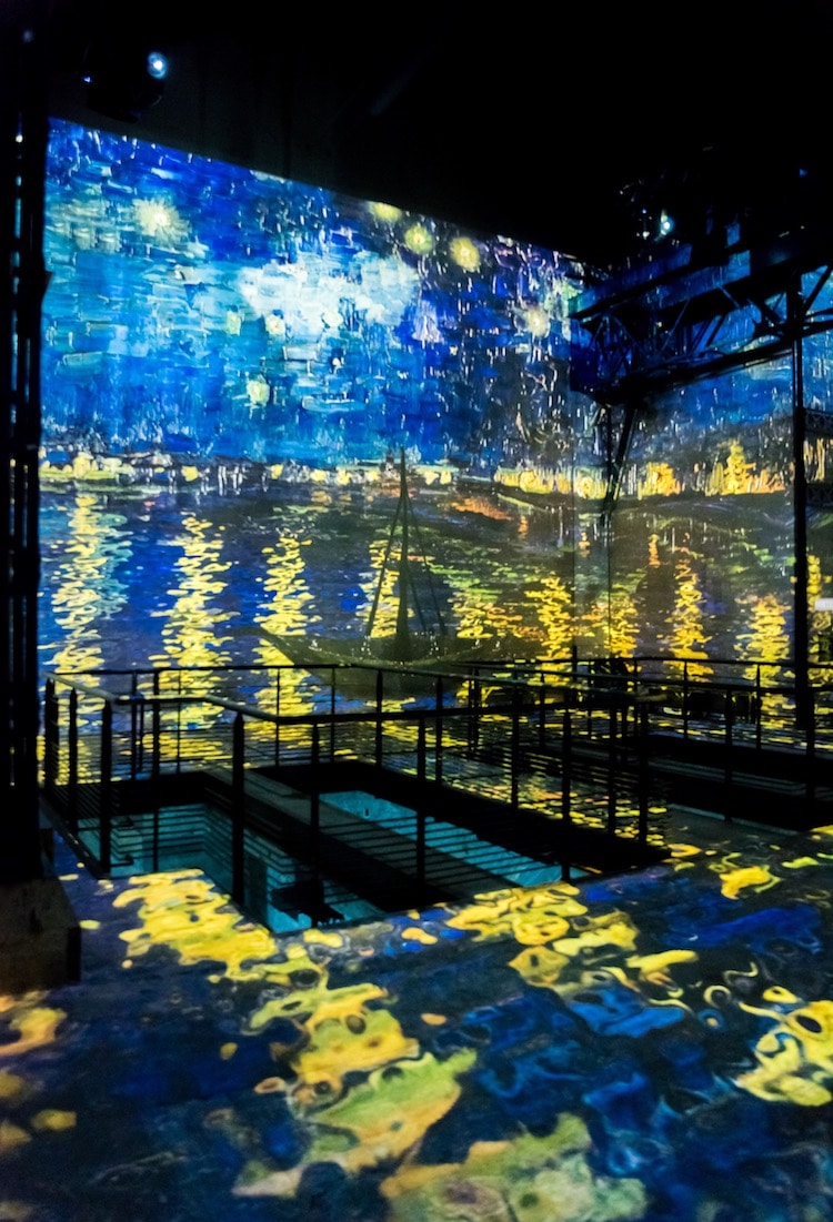 Gigantic Van Gogh paintings on display as part of "Starry Night," the Atelier des Lumières new digital Van Gogh exhibit.