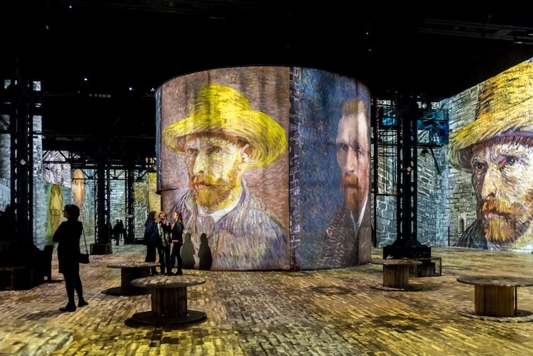Gigantic Van Gogh paintings on display as part of "Starry Night," the Atelier des Lumières new digital Van Gogh exhibit. 