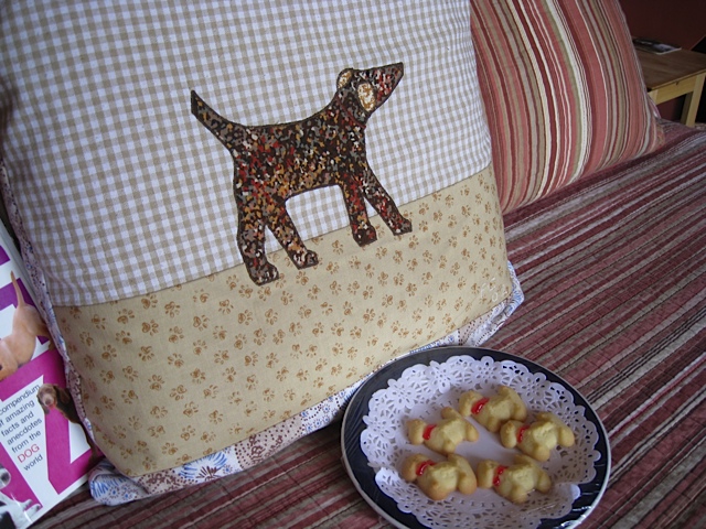 A decorative dog pillow inside Idaho's Dog Bark Park Inn Bed and Breakfast. 