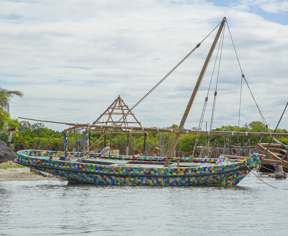 The FlipFlopi dhow, made completely from recycled flip-flops.
