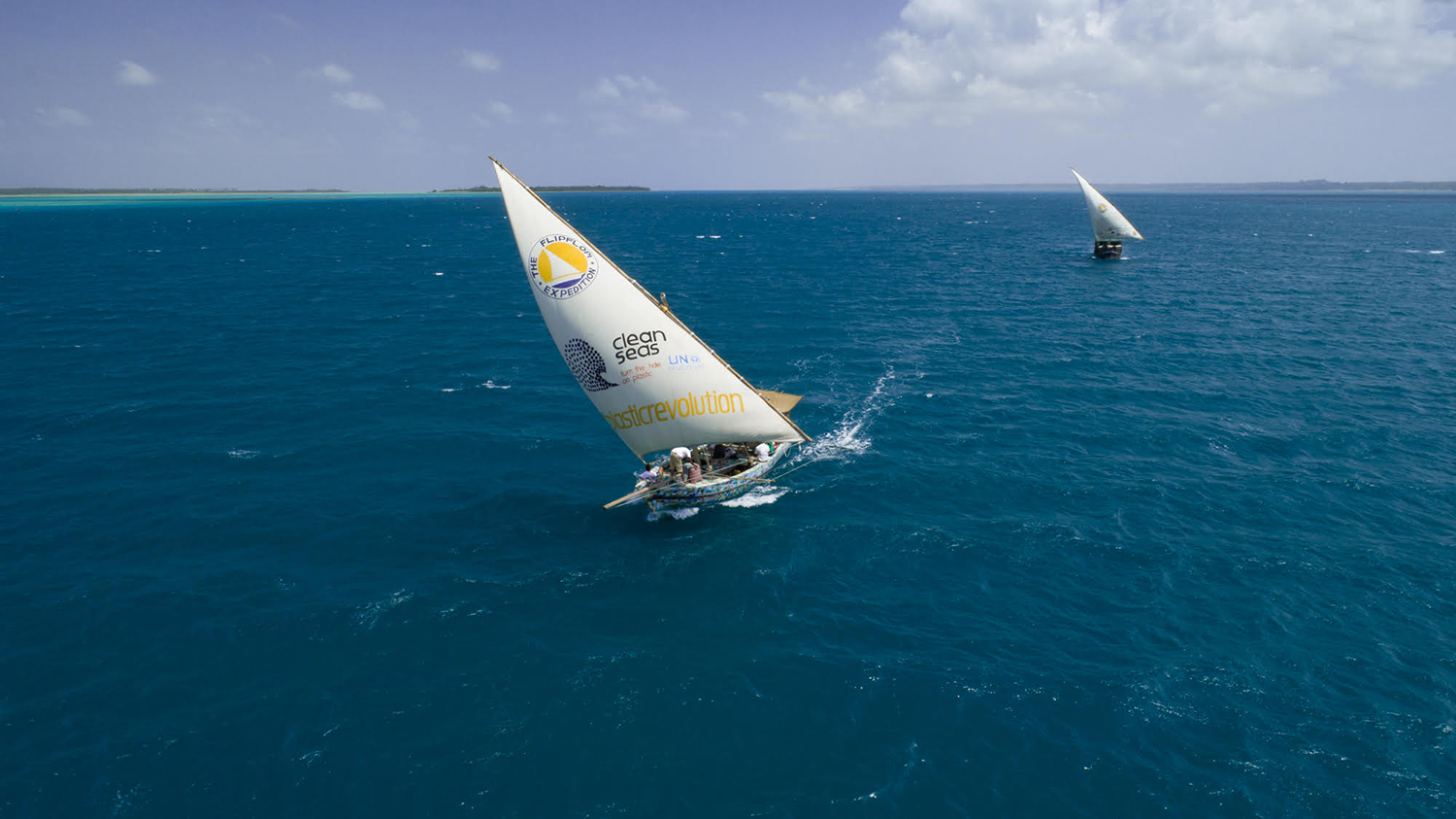 The FlipFlopi dhow sailing the Indian Ocean.