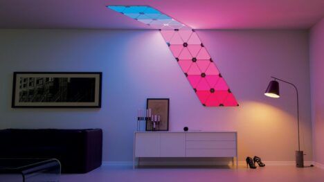 A home equipped with bright, colorful smart lighting.