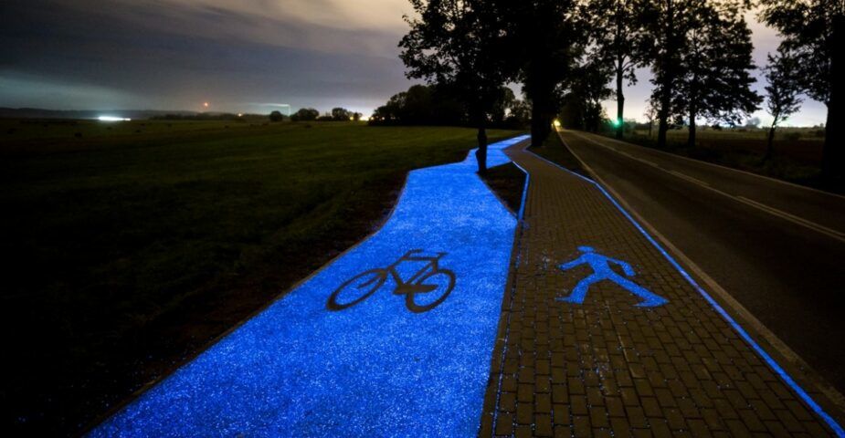 The luminescent new "Starry Night" bike path in Poland.