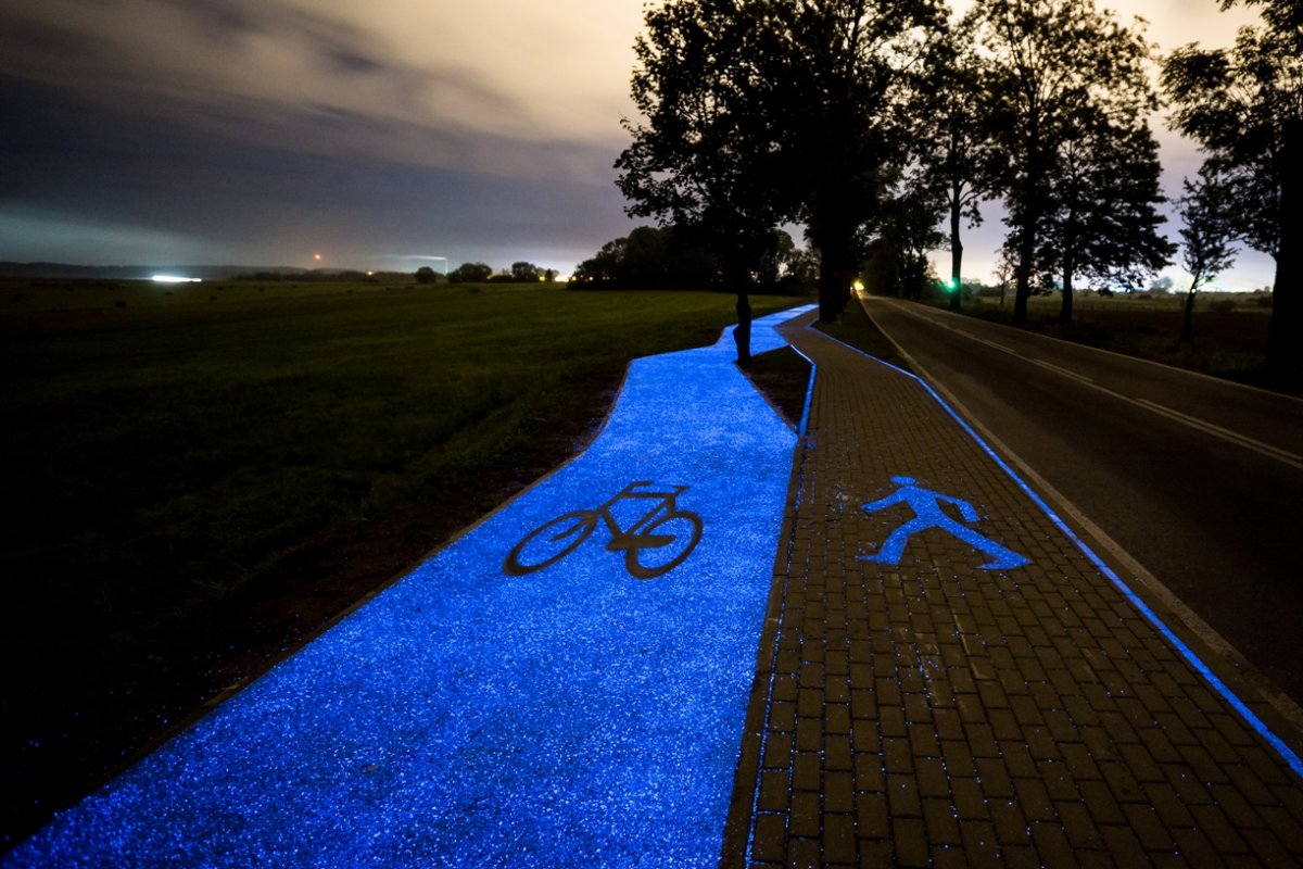 The luminescent new "Starry Night" bike path in Poland.