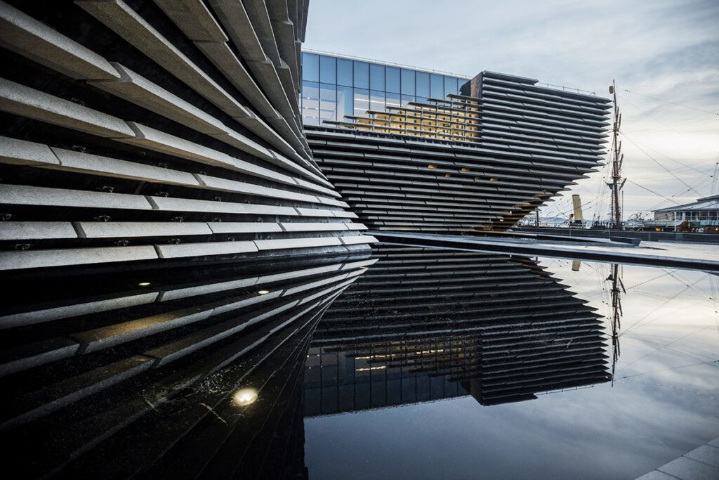 Exterior shot of Scotland's V&A Dundee design museum.