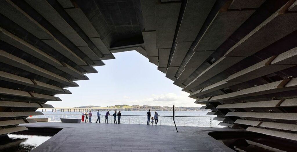 Exterior shot of Scotland's V&A Dundee design museum.