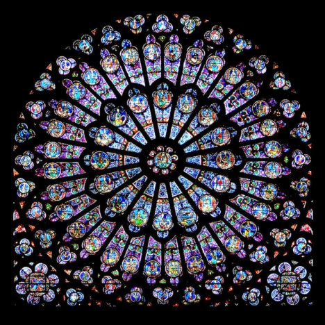 The Notre Dame Cathedral's iconic rose window.