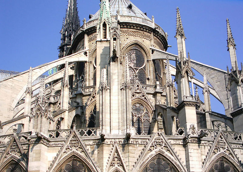 Exterior shot of Paris' beloved Notre Dame cathedral.