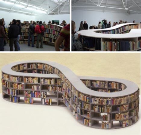 curved looping bookcase