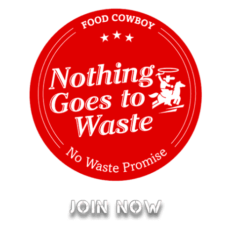 Promotional materials for the new Food Cowboy food waste app.