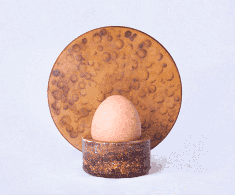 Pieces from "How Do you Like Your Eggs?", a new line of biodegradable eggshell containers by Studio Basse Stittgen.