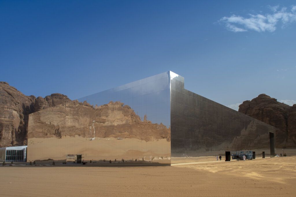 "Maraya," the new mirrored exhibition space in Saudi Arabia's Mada’in Salih.