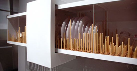 futuristic see-through dishwasher