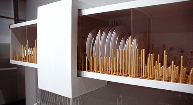 futuristic see-through dishwasher