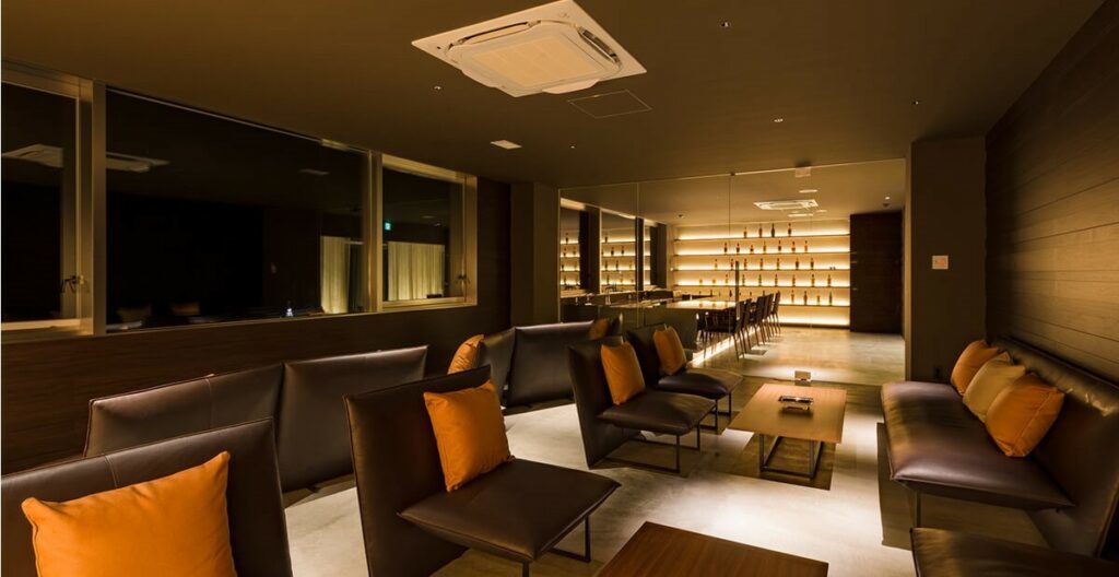 The cigar bar inside Japan's new WE Hotel Tōya.