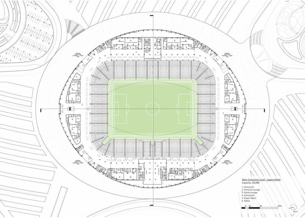 An overhead layout of the new Al Janoub Stadium in Qatar.