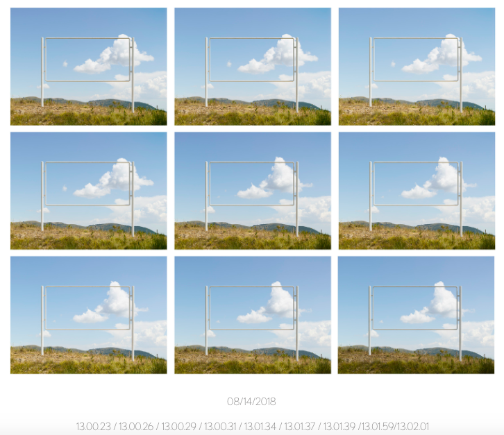 Stills from artist Maurizio Montagna's "Billboards" series, in which he photographs intentionally-empty billboards to emphasize the nature behind them.